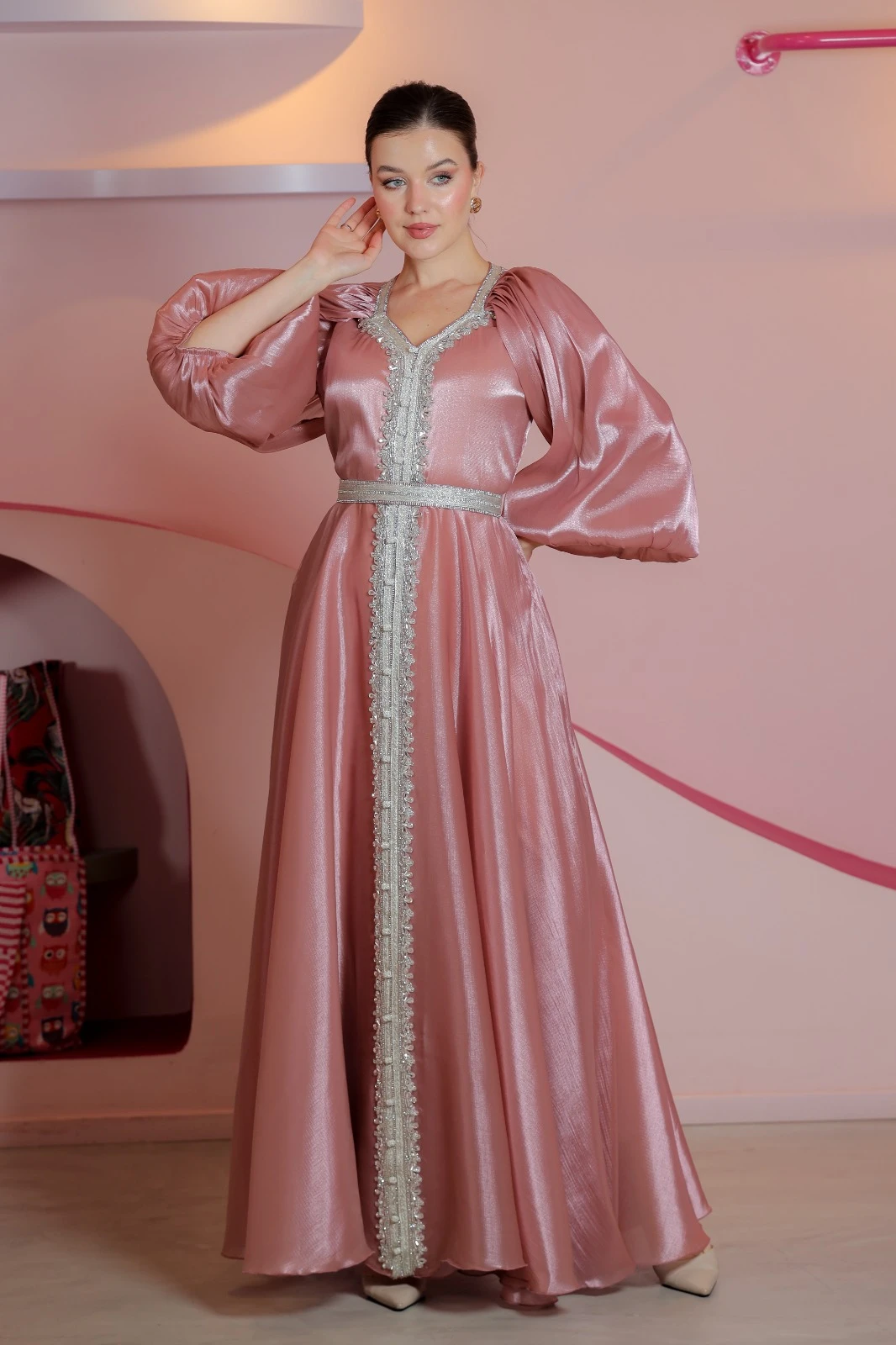 Aj Puff Jalabiya Pink XL
